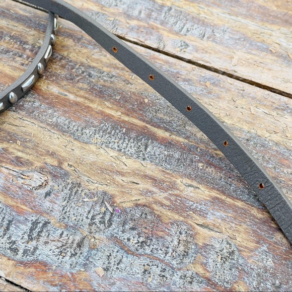 Free People Leather Taupe Silver Studded Narrow Skinny Skinny Long Belt main image 13
